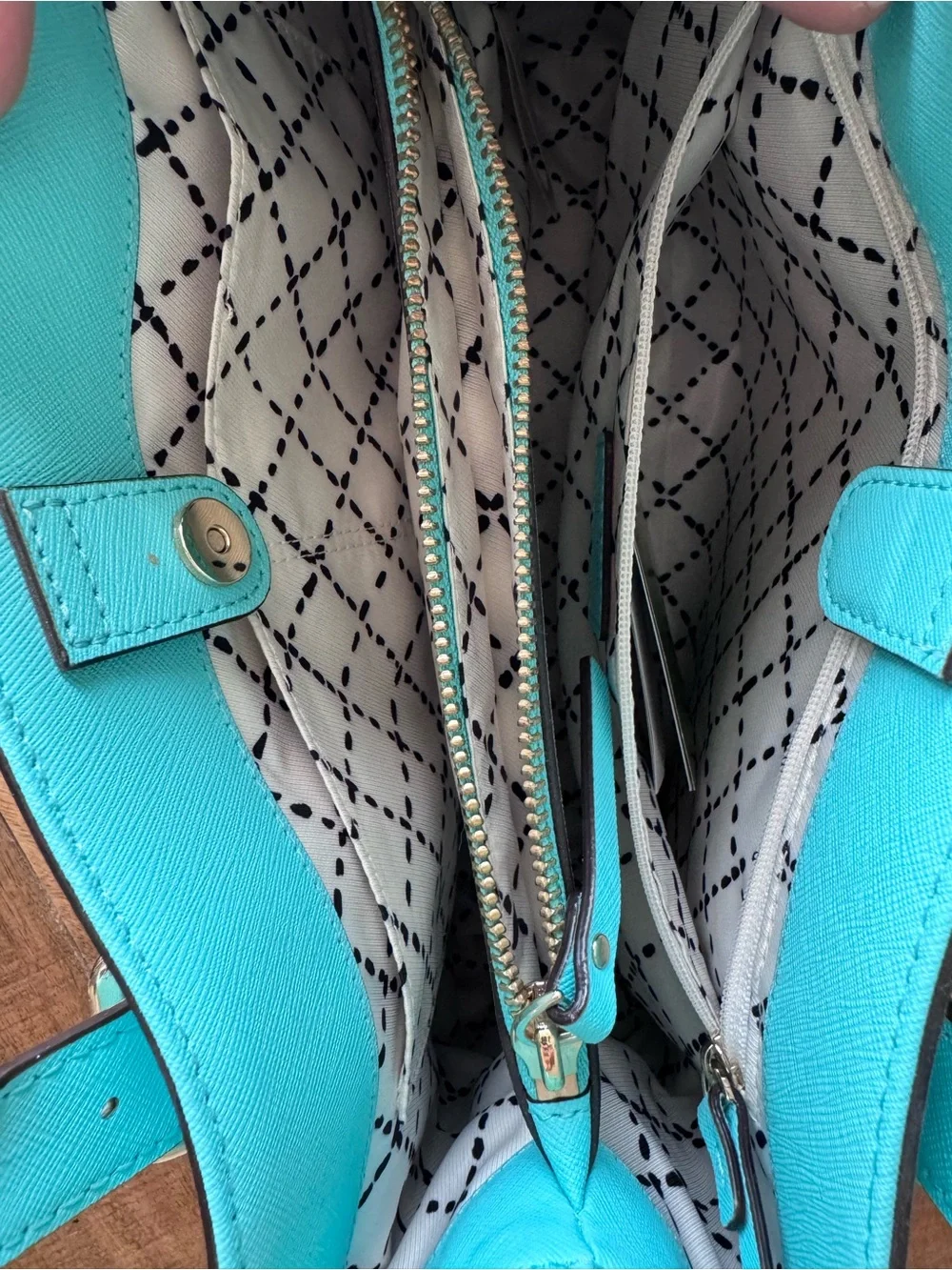 kate spade Turquoise Saffiano Leather Satchel with Gold Hardware
